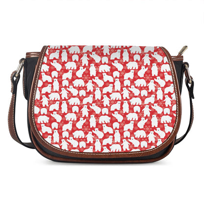 Polar Bear And Snowflake Pattern Print Saddle Bag