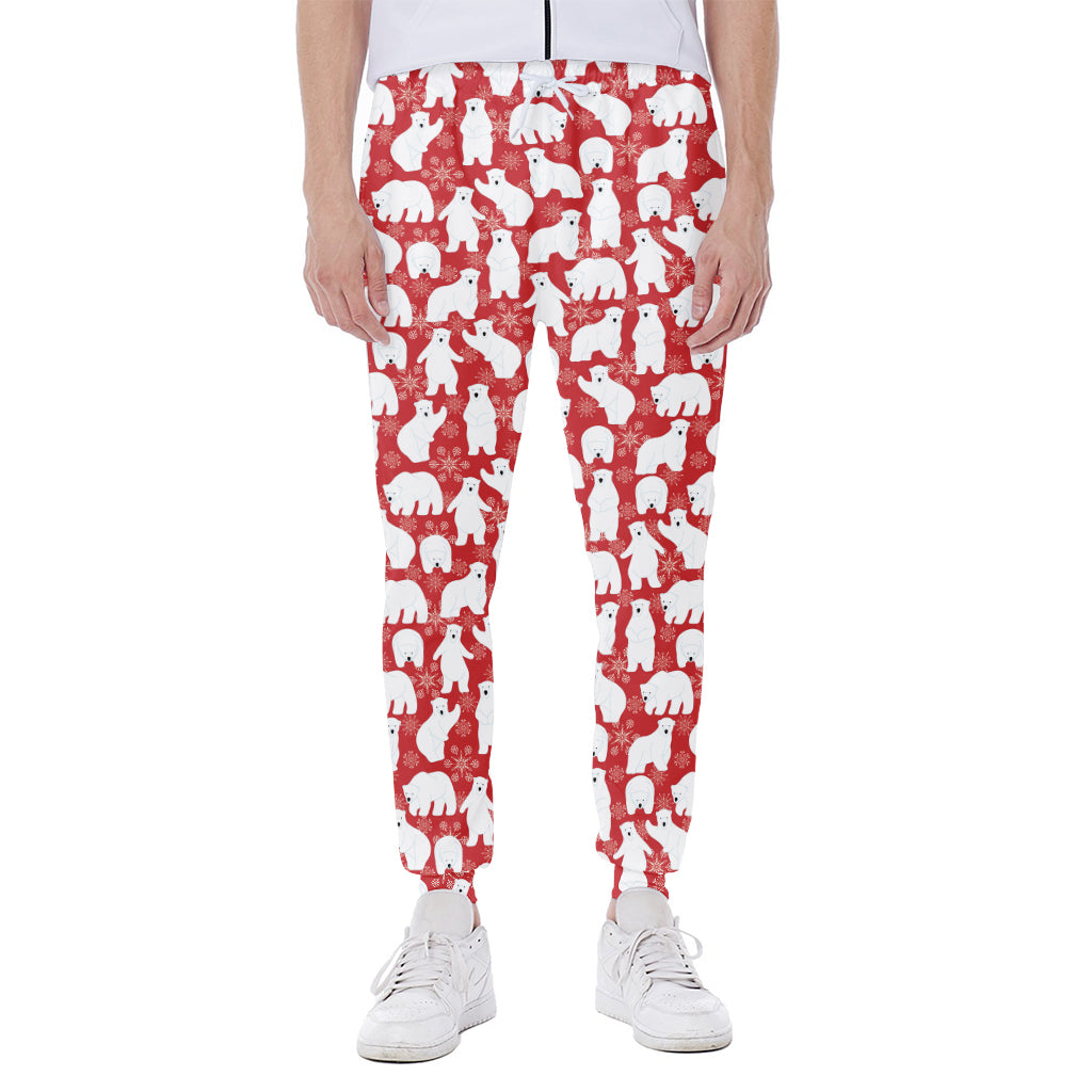 Polar Bear And Snowflake Pattern Print Scuba Joggers