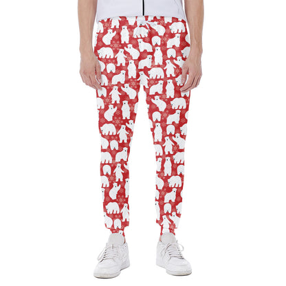 Polar Bear And Snowflake Pattern Print Scuba Joggers
