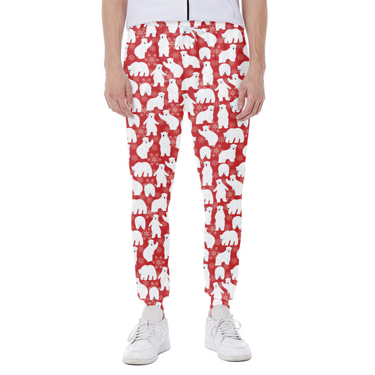 Polar Bear And Snowflake Pattern Print Scuba Joggers
