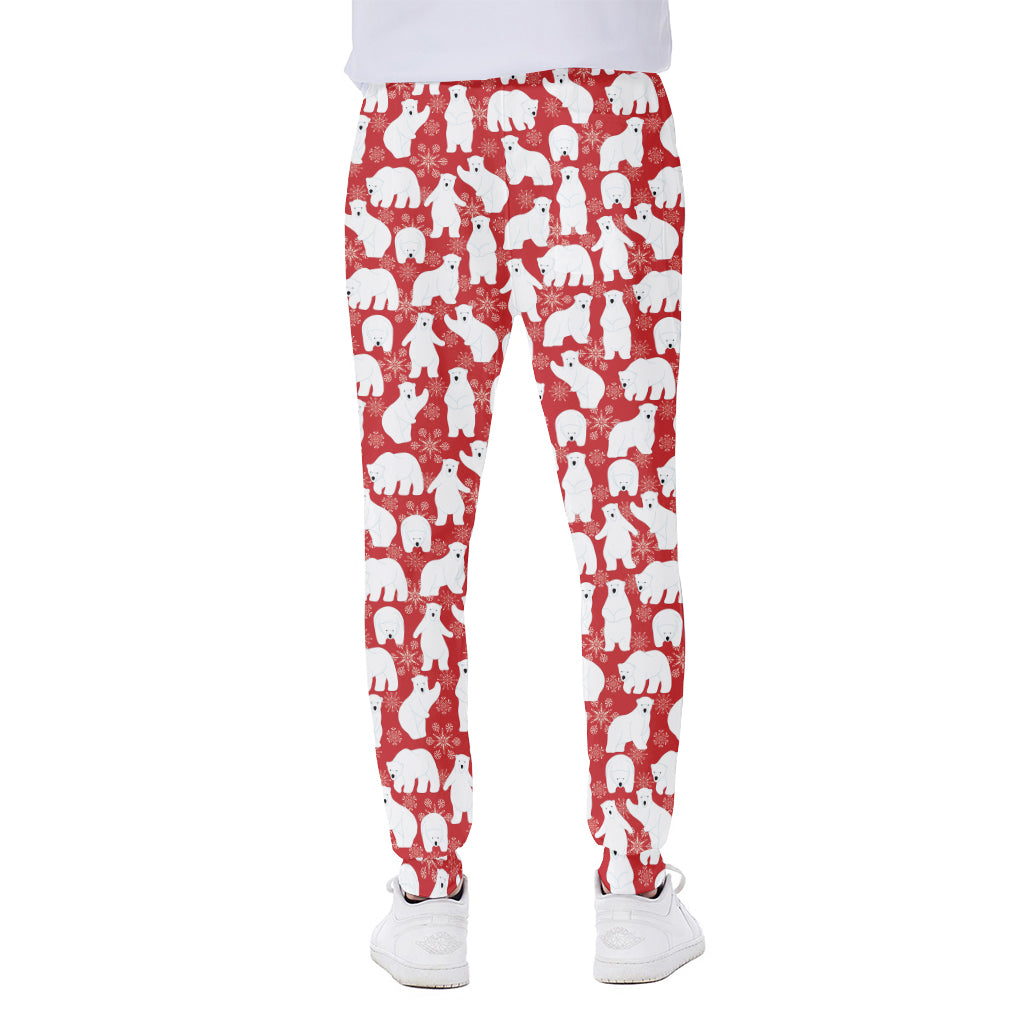 Polar Bear And Snowflake Pattern Print Scuba Joggers