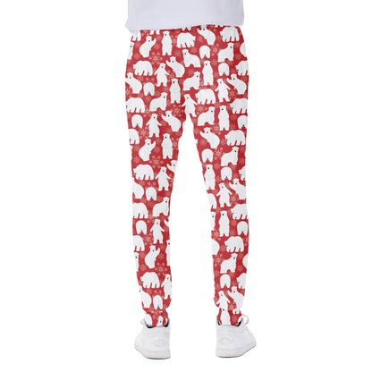 Polar Bear And Snowflake Pattern Print Scuba Joggers