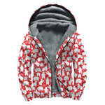 Polar Bear And Snowflake Pattern Print Sherpa Lined Zip Up Hoodie