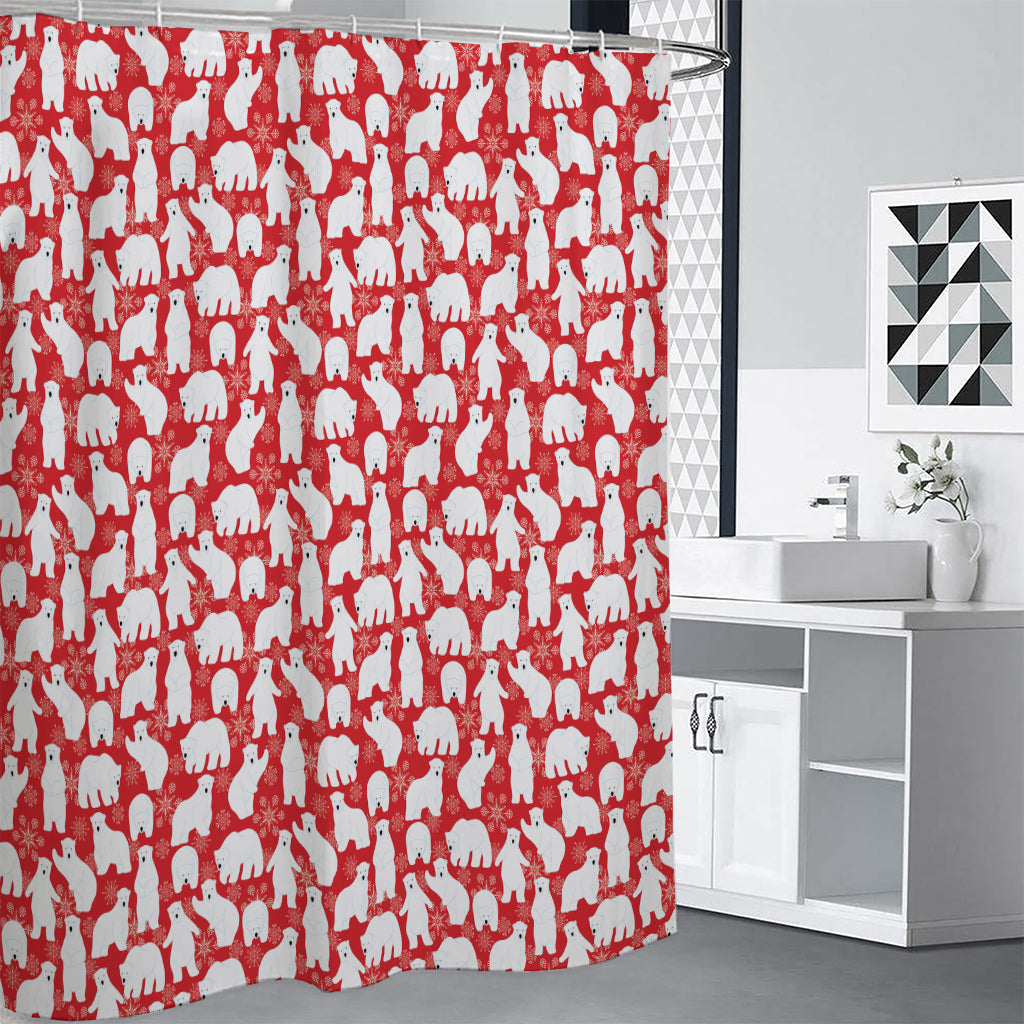 Polar Bear And Snowflake Pattern Print Shower Curtain