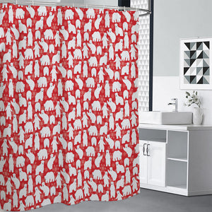 Polar Bear And Snowflake Pattern Print Shower Curtain