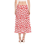 Polar Bear And Snowflake Pattern Print Side Slit Midi Skirt