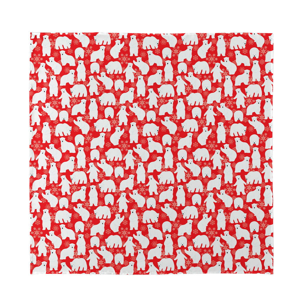 Polar Bear And Snowflake Pattern Print Silk Bandana