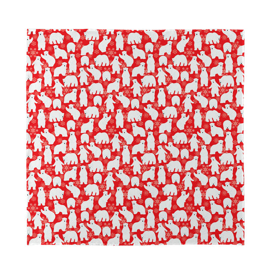 Polar Bear And Snowflake Pattern Print Silk Bandana