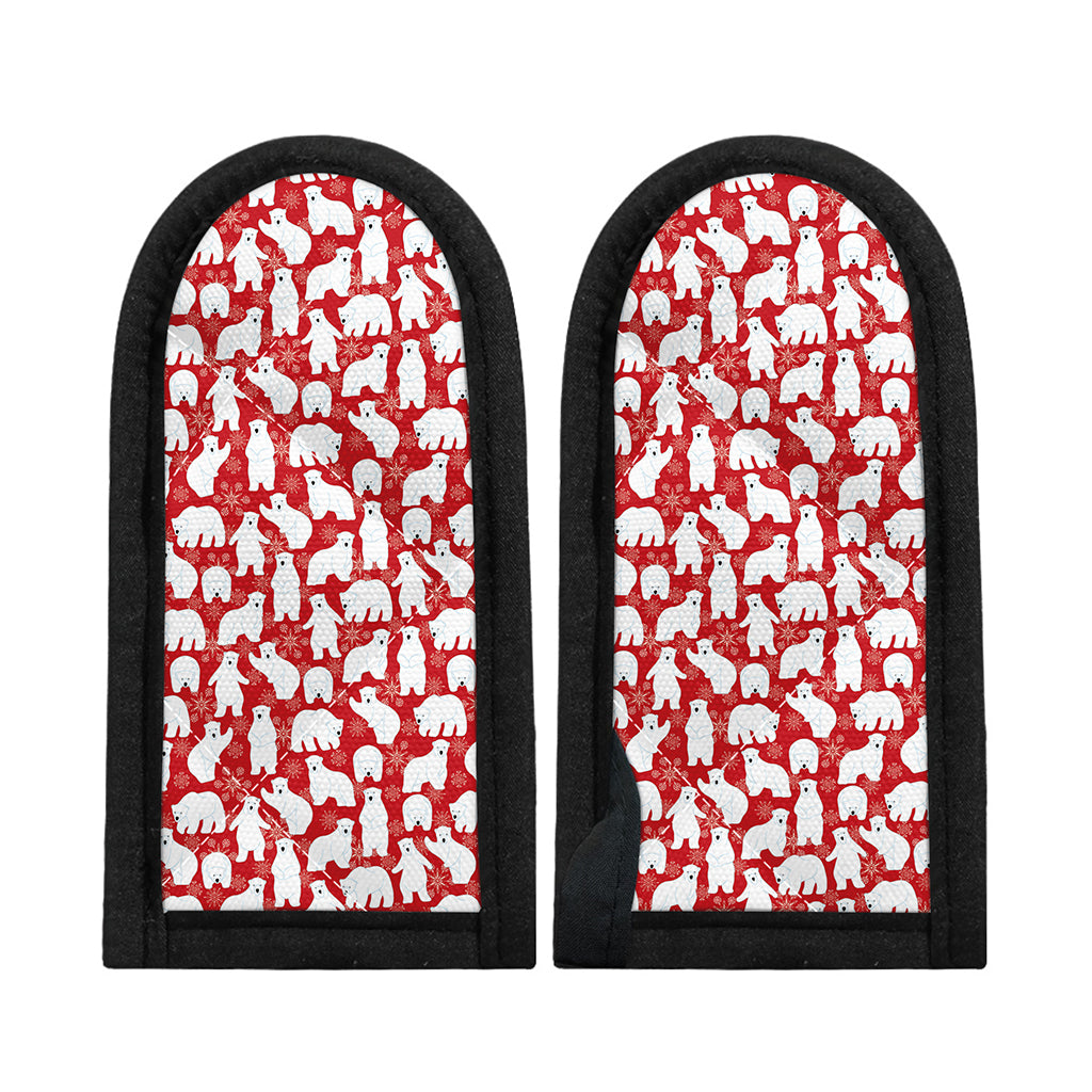 Polar Bear And Snowflake Pattern Print Skillet Handle Cover