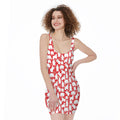 Polar Bear And Snowflake Pattern Print Sleeveless Bodycon Dress
