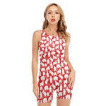 Polar Bear And Snowflake Pattern Print Sleeveless One Piece Swimsuit