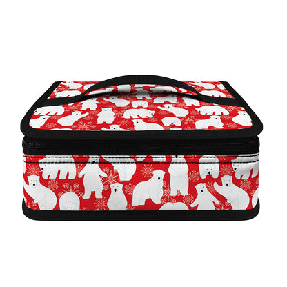 Polar Bear And Snowflake Pattern Print Small Lunch Bag