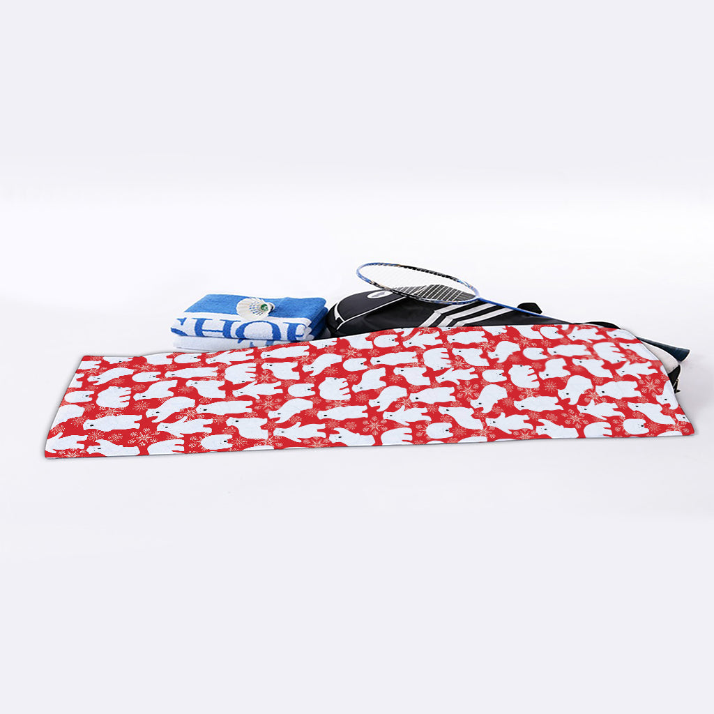 Polar Bear And Snowflake Pattern Print Sports Towel