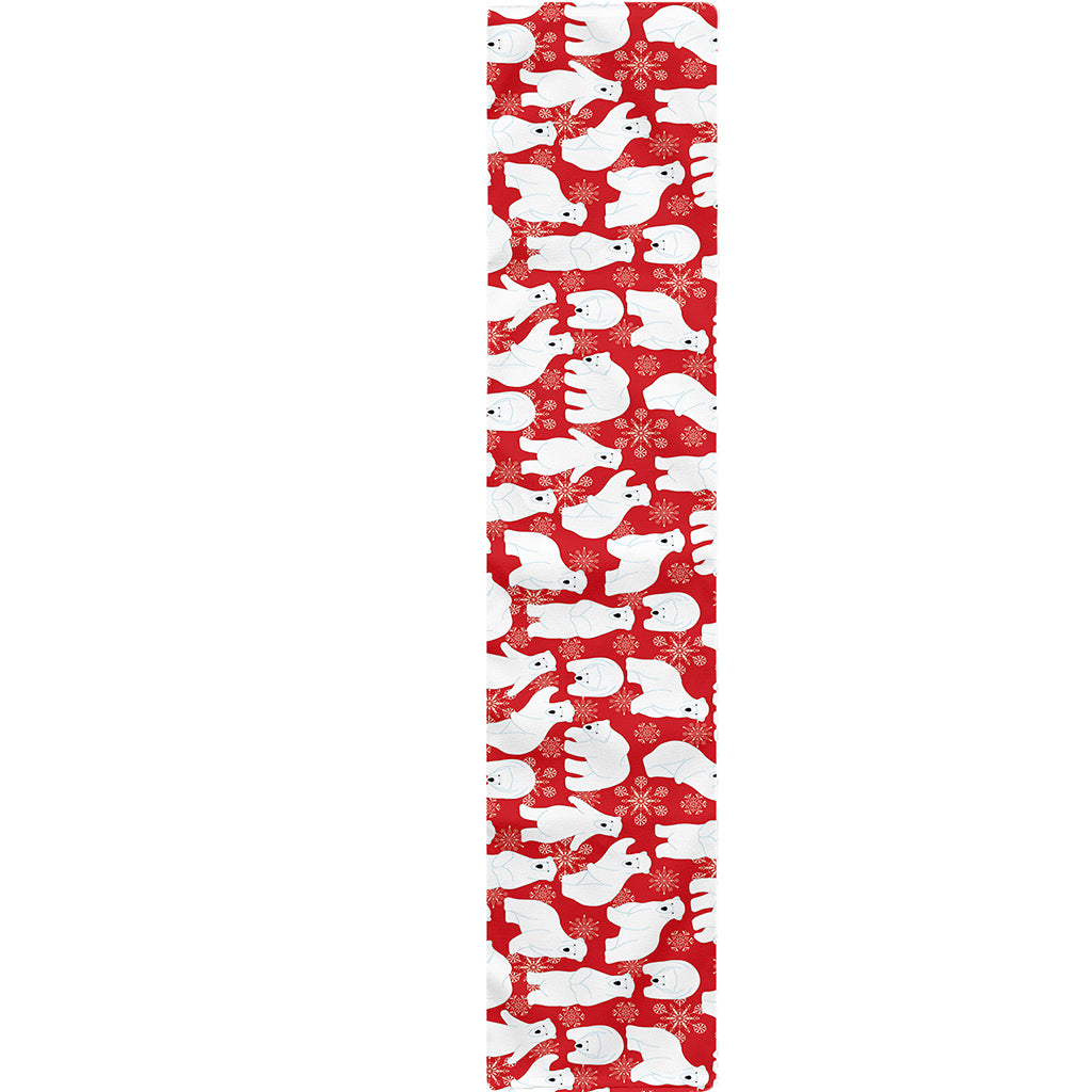 Polar Bear And Snowflake Pattern Print Table Runner