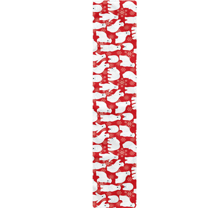 Polar Bear And Snowflake Pattern Print Table Runner