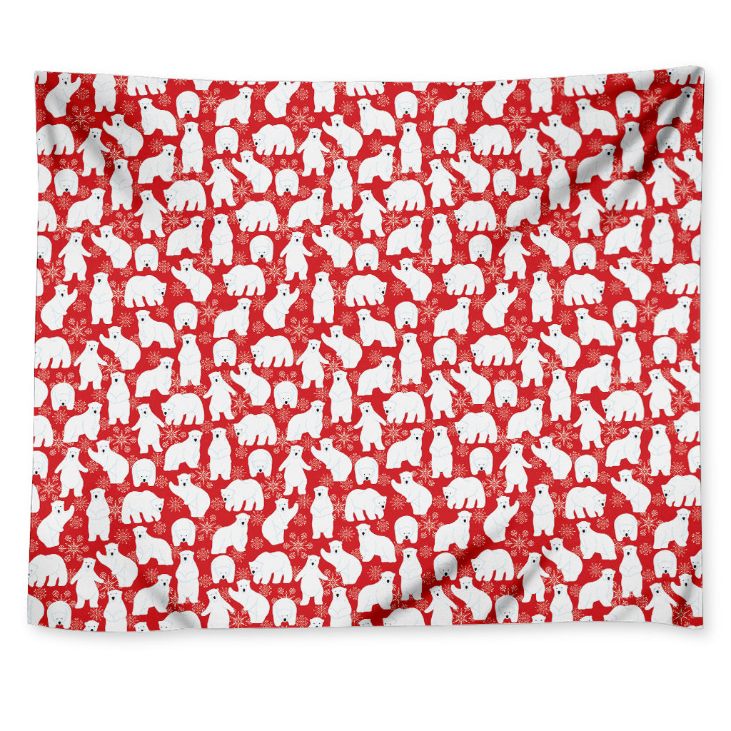 Polar Bear And Snowflake Pattern Print Tapestry