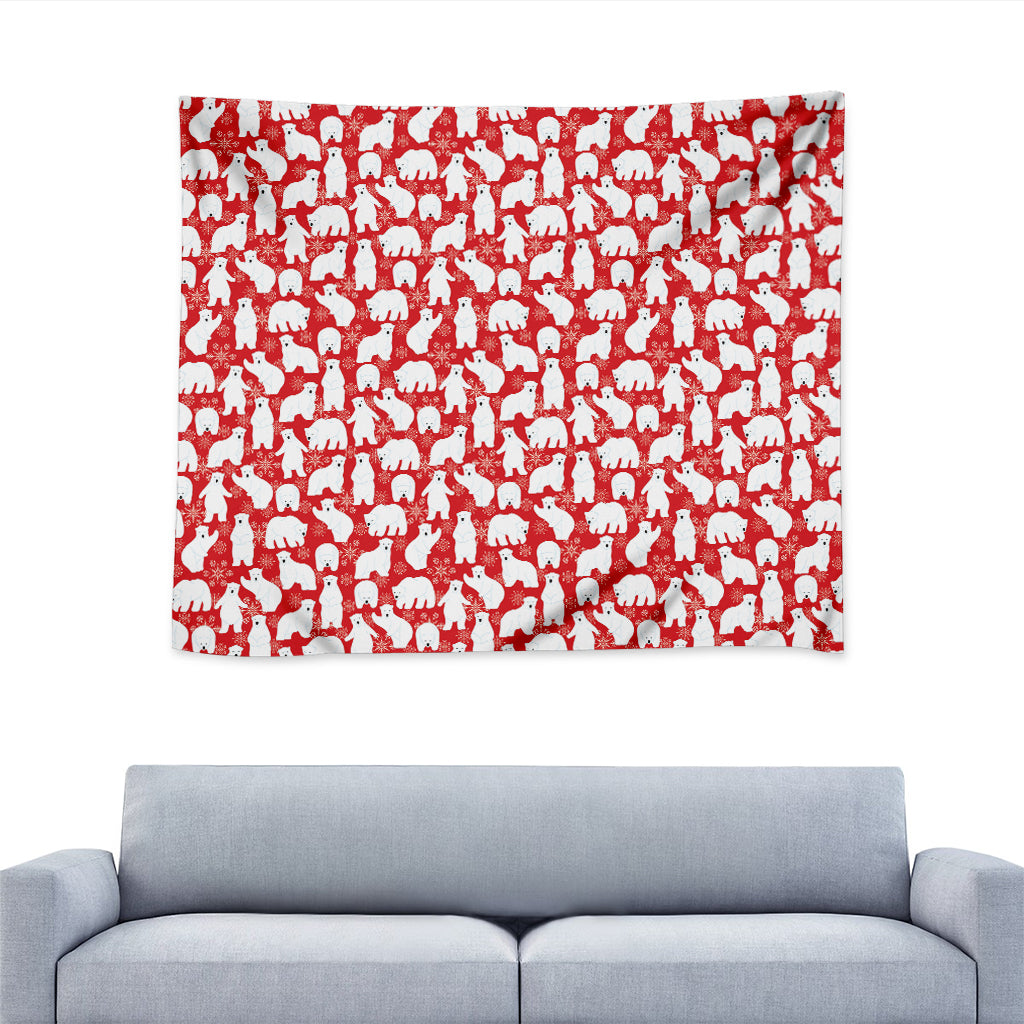 Polar Bear And Snowflake Pattern Print Tapestry