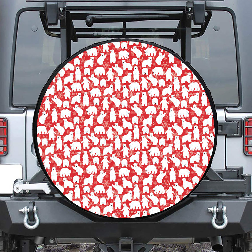 Polar Bear And Snowflake Pattern Print Tire Cover