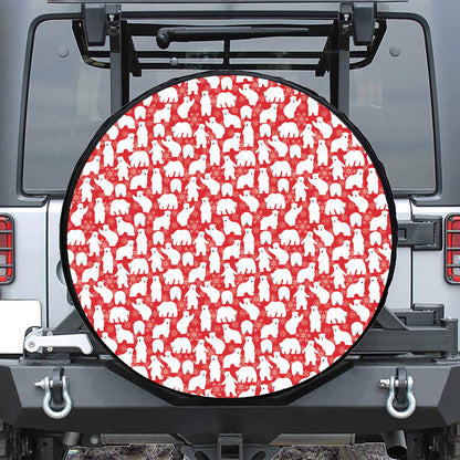 Polar Bear And Snowflake Pattern Print Tire Cover