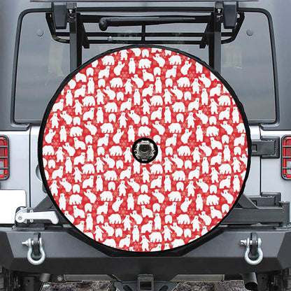 Polar Bear And Snowflake Pattern Print Tire Cover With Camera Hole
