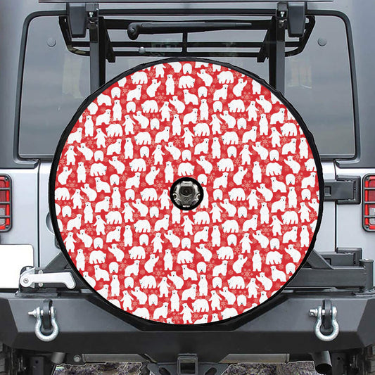 Polar Bear And Snowflake Pattern Print Tire Cover With Camera Hole