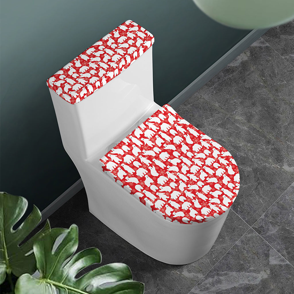 Polar Bear And Snowflake Pattern Print Toilet Lid And Tank Cover Set