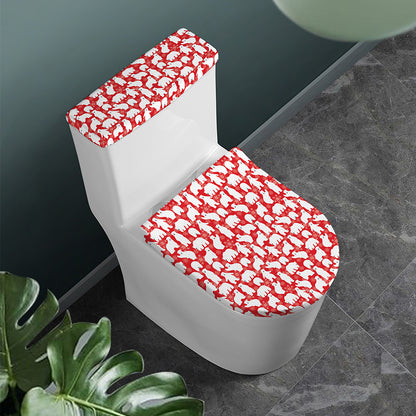 Polar Bear And Snowflake Pattern Print Toilet Lid And Tank Cover Set