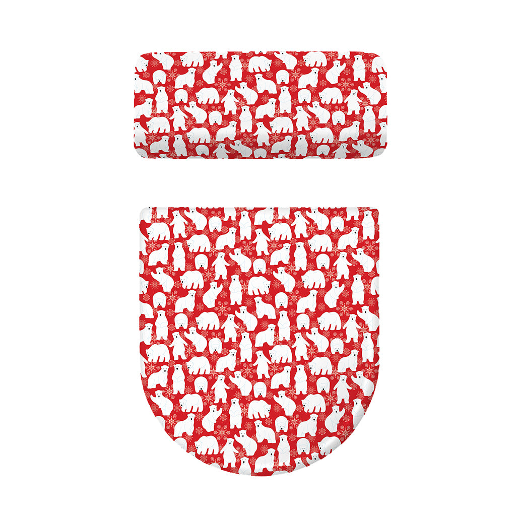 Polar Bear And Snowflake Pattern Print Toilet Lid And Tank Cover Set
