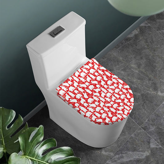 Polar Bear And Snowflake Pattern Print Toilet Lid Cover