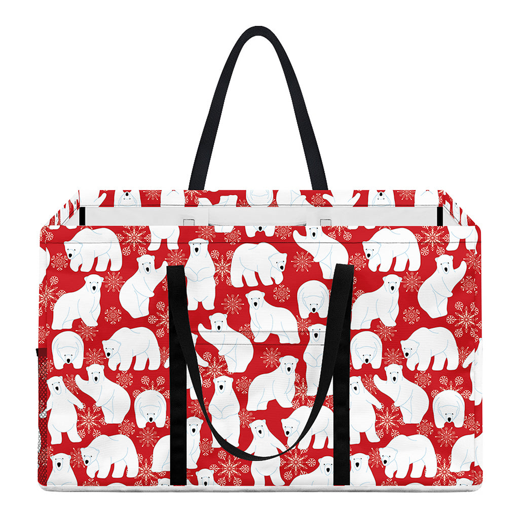Polar Bear And Snowflake Pattern Print Utility Tote Bag