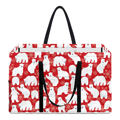 Polar Bear And Snowflake Pattern Print Utility Tote Bag