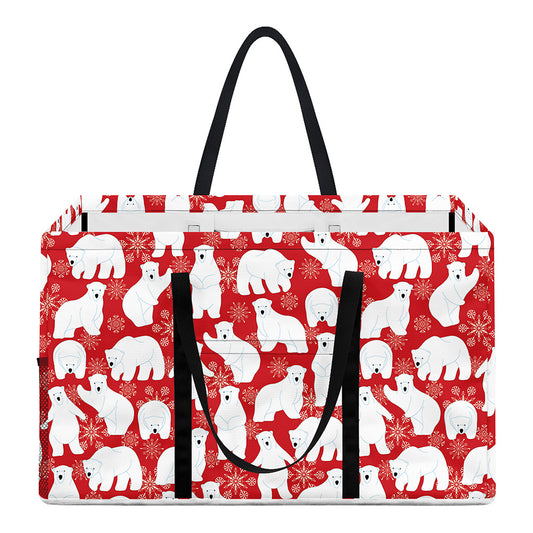 Polar Bear And Snowflake Pattern Print Utility Tote Bag