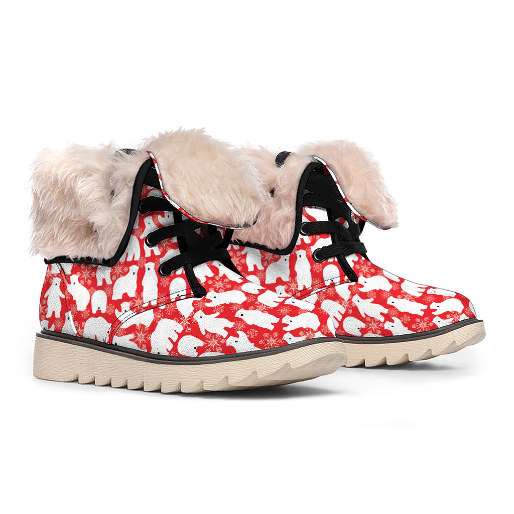 Polar Bear And Snowflake Pattern Print Winter Boots
