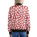 Polar Bear And Snowflake Pattern Print Women's Bomber Jacket