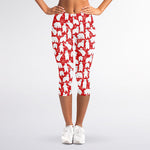 Polar Bear And Snowflake Pattern Print Women's Capri Leggings