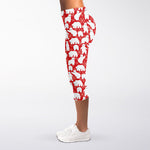 Polar Bear And Snowflake Pattern Print Women's Capri Leggings