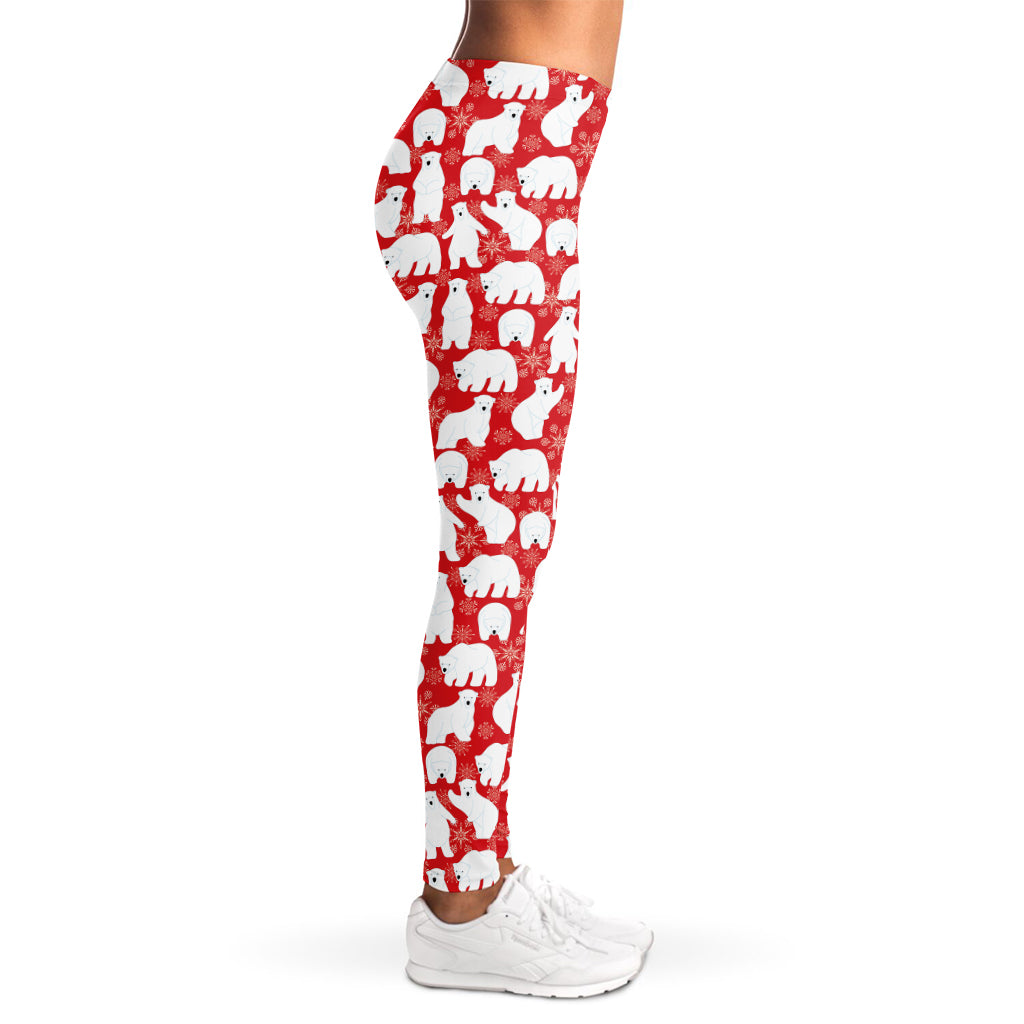 Polar Bear And Snowflake Pattern Print Women's Leggings