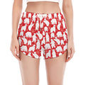 Polar Bear And Snowflake Pattern Print Women's Split Running Shorts