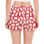 Polar Bear And Snowflake Pattern Print Women's Split Running Shorts