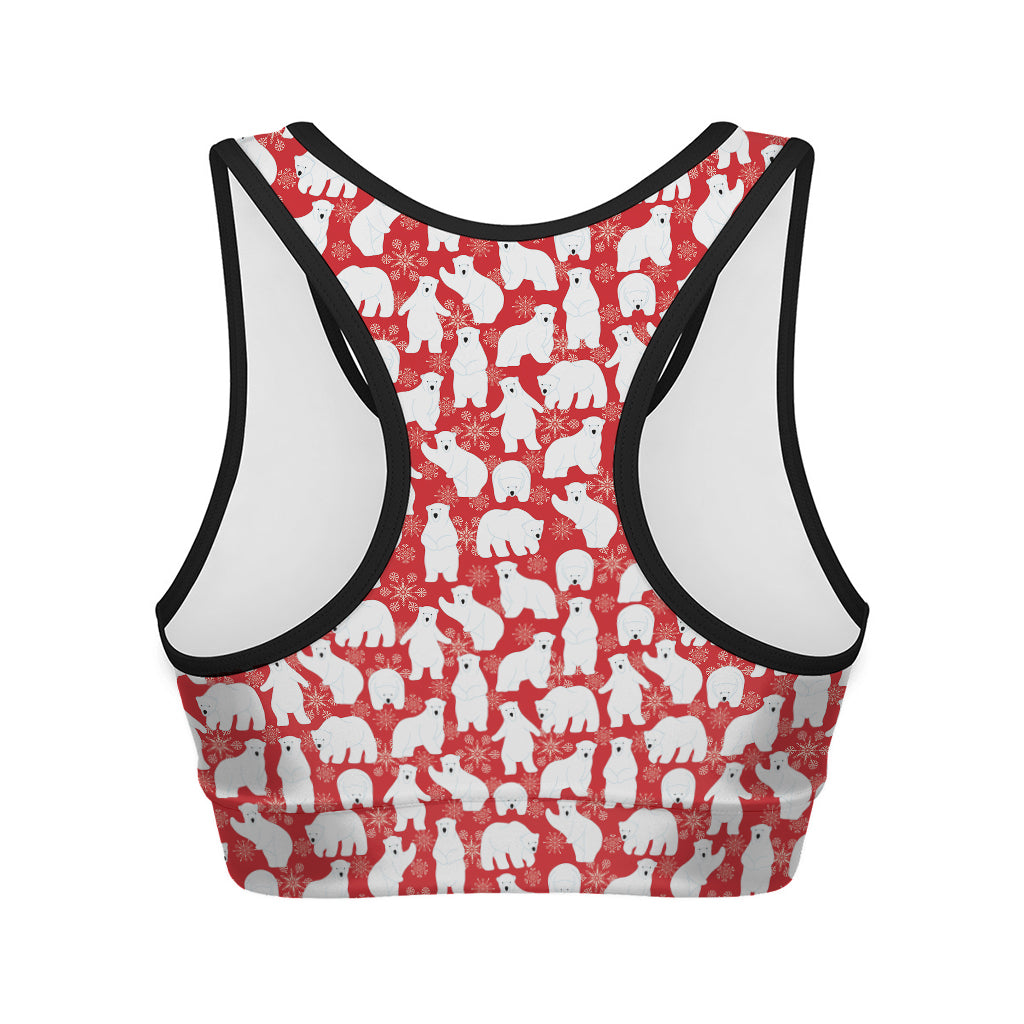 Polar Bear And Snowflake Pattern Print Women's Sports Bra