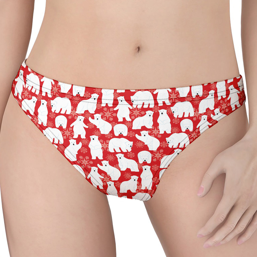 Polar Bear And Snowflake Pattern Print Women's Thong