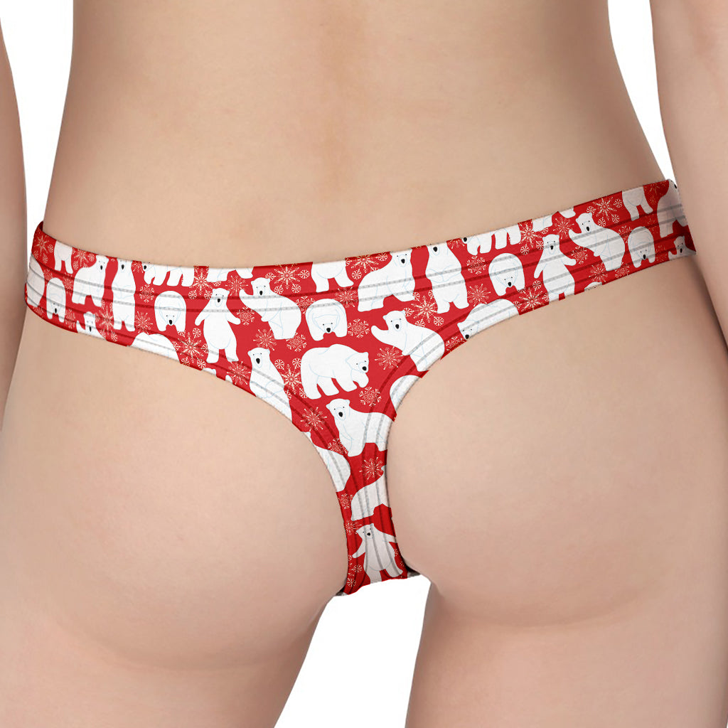 Polar Bear And Snowflake Pattern Print Women's Thong