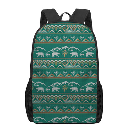Polar Bear Knitted Pattern Print 17 Inch Backpack