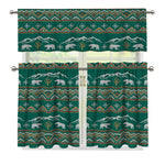 Polar Bear Knitted Pattern Print 3 Piece Kitchen Curtains