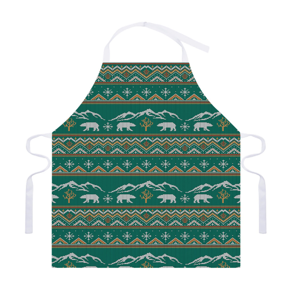 Polar Bear Knitted Pattern Print Adjustable Apron