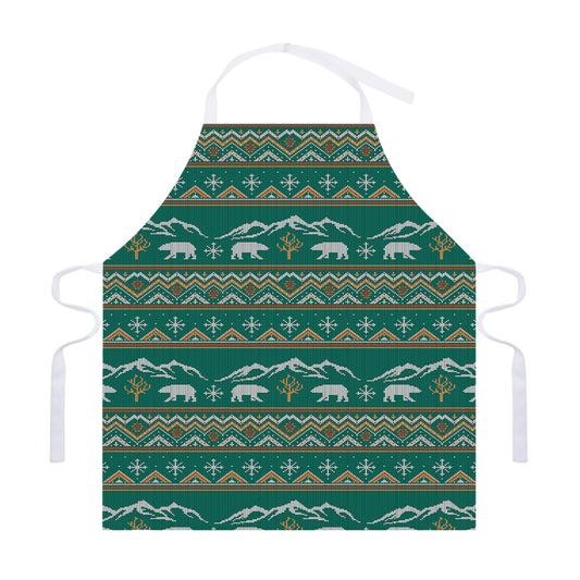 Polar Bear Knitted Pattern Print Adjustable Apron