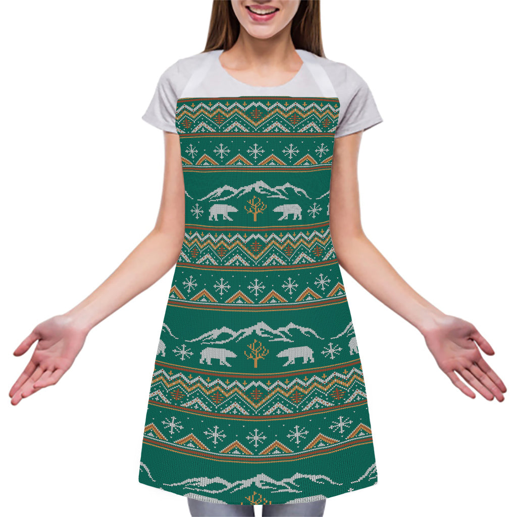Polar Bear Knitted Pattern Print Adjustable Apron