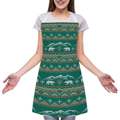 Polar Bear Knitted Pattern Print Adjustable Apron