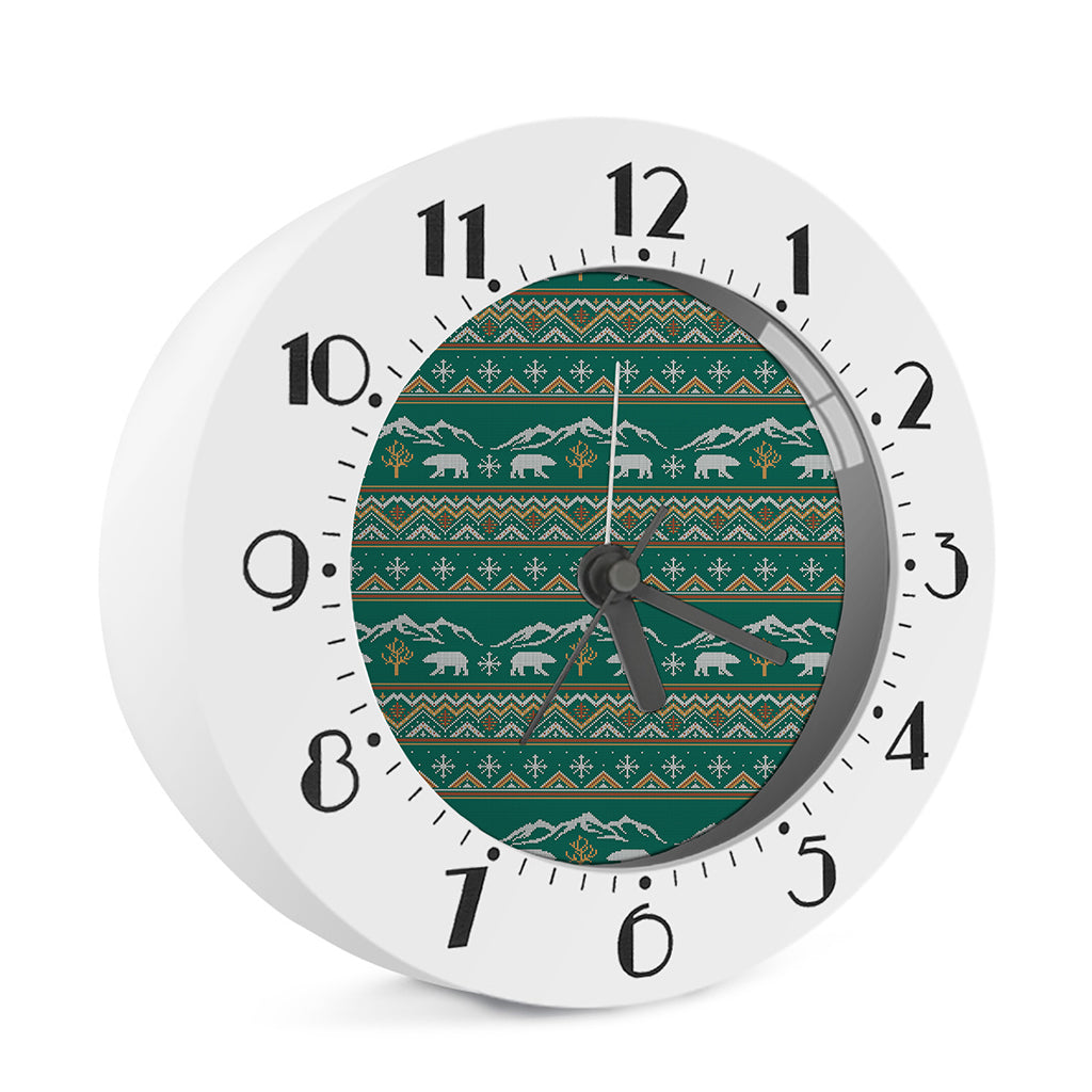 Polar Bear Knitted Pattern Print Alarm Clock