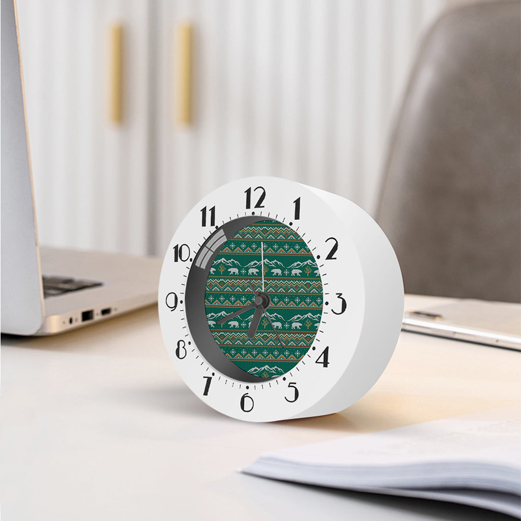 Polar Bear Knitted Pattern Print Alarm Clock